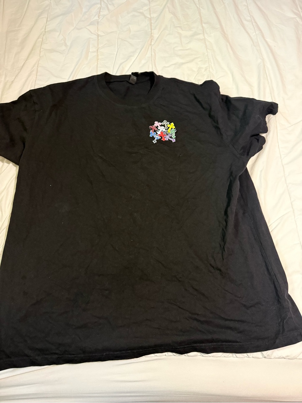Magic Black Short Sleeve Tee with Multicolor Chest Graphic